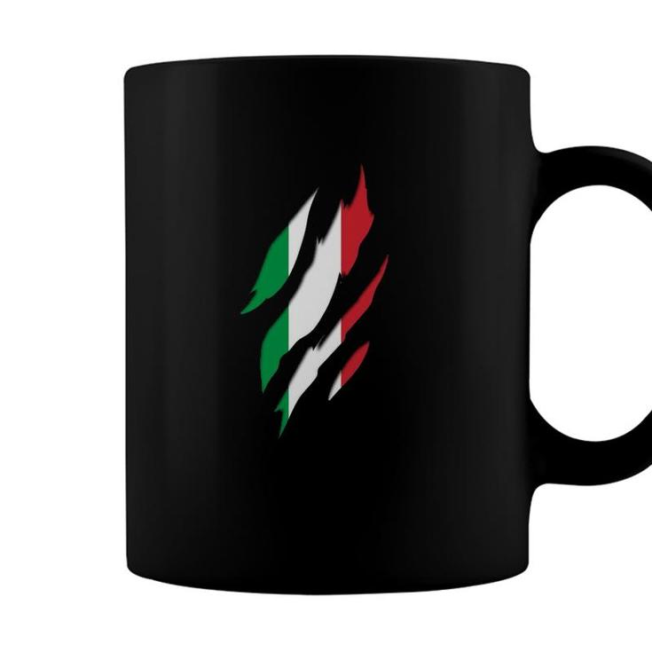 Italy Italian Flag Claw Marks - Italian Roots & Heritage Coffee Mug
