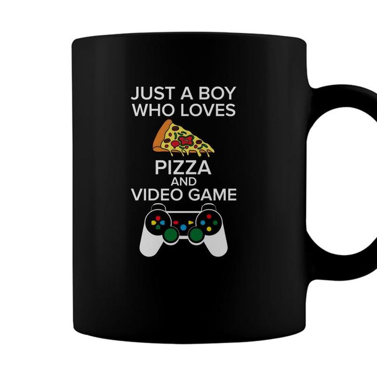 Just A Boy Who Loves Pizza And Birthday Boy Matching Video Gamer Coffee Mug