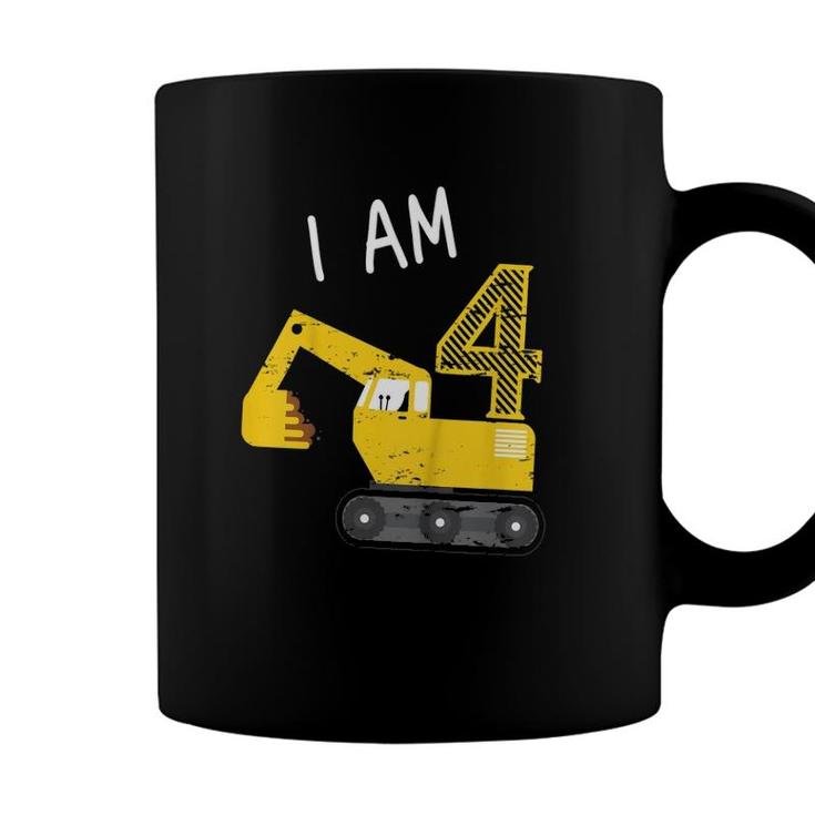 Kids Gift For Boys Construction Party Excavator 4Th Birthday Coffee Mug