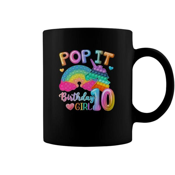 Kids Pop It Birthday Girl 10 For 10 Years Old Girl Unicorn Party Coffee Mug