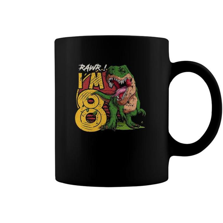 Kids Rawr Im 8 8Th Birthdayrex Dinosaur Decorations Gift Boys Coffee Mug