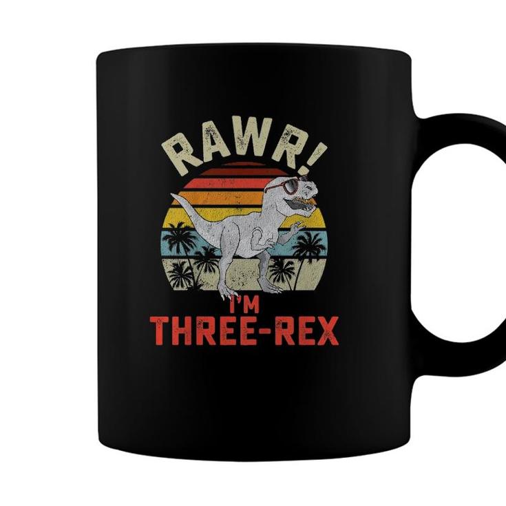 Kids Three Rex Birthday 3 Years Old Dinosaur Rawr 3Rd Boys Girls Coffee Mug
