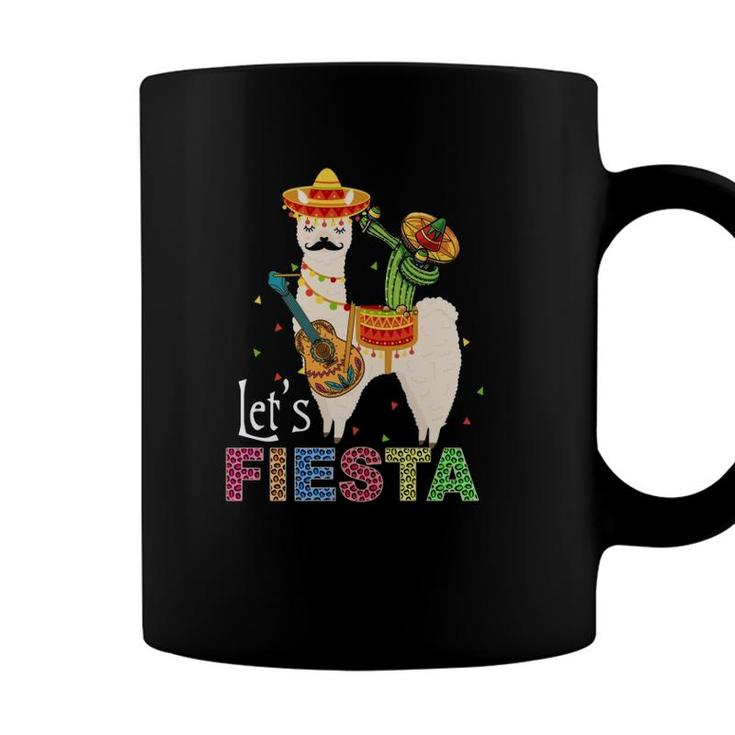 Lets Fiesta Llama Cinco De Mayo Cactus Sombrero Maracas  Coffee Mug