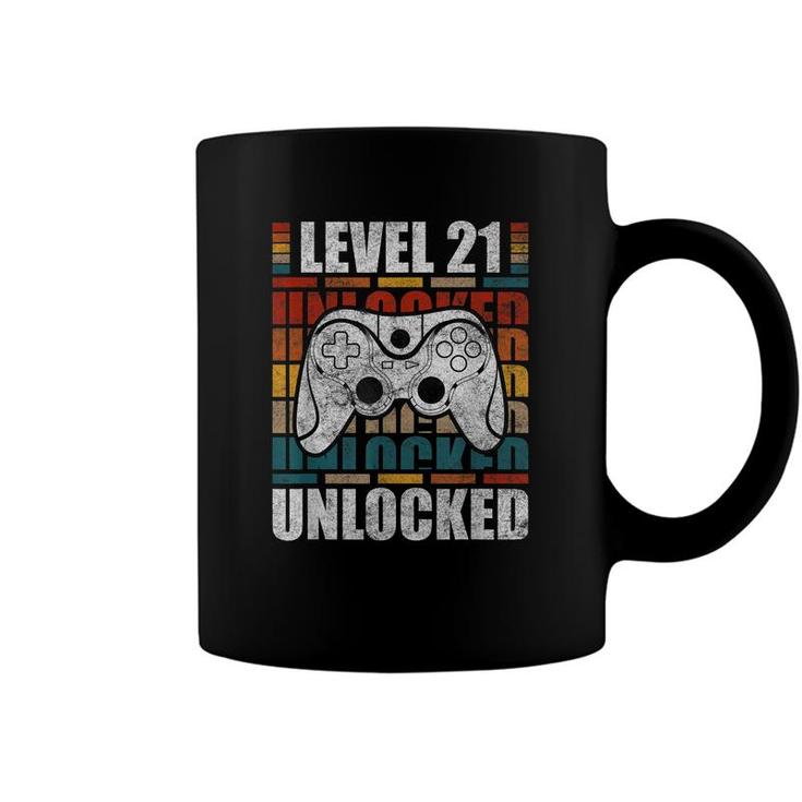 Level 21 Unlocked Retro Video Gamer Birthday  Coffee Mug