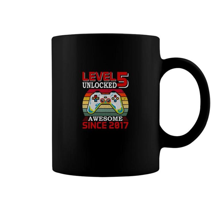 Level 5 Unlocked Awesome Since 2017 5Th Birthday Coffee Mug