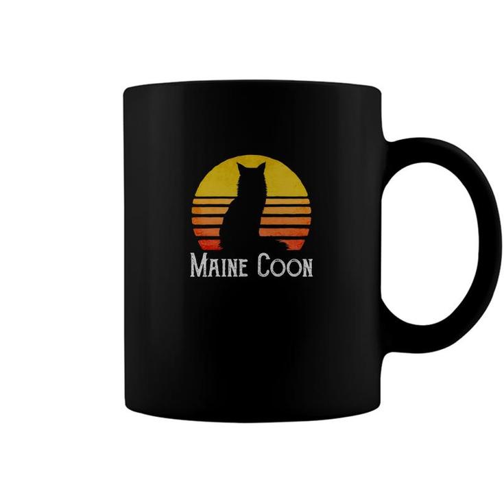 Maine Coon Cat Owner Cat Lover Sunset Retro Vintage Coffee Mug