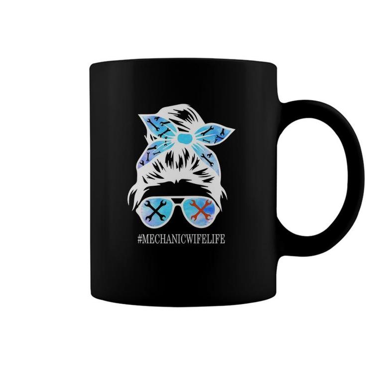 Mechanic Wife Life Skull With Glasses Mechanic Idea Coffee Mug