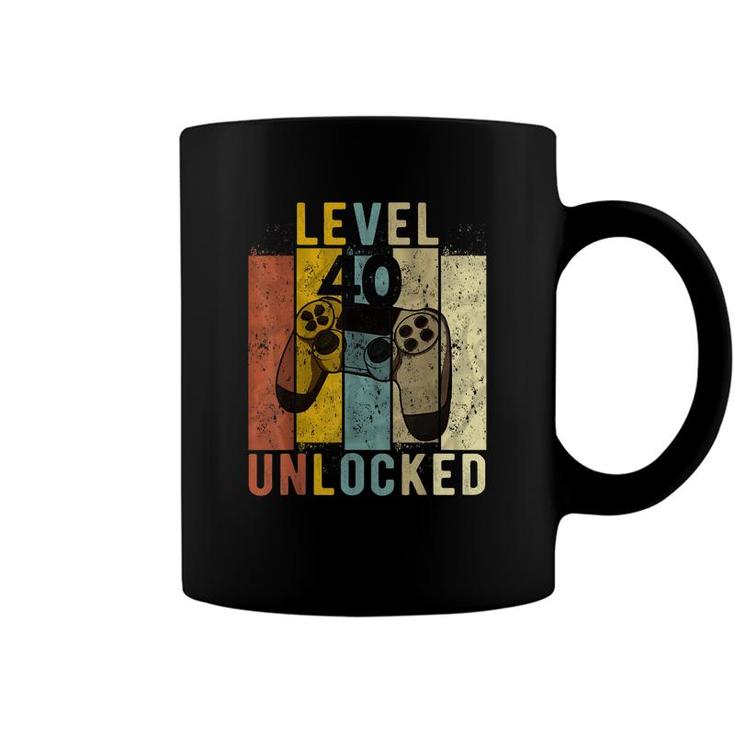 Mens 40Th Birthday Level 40 Unlocked Video Gamer Gift  Coffee Mug