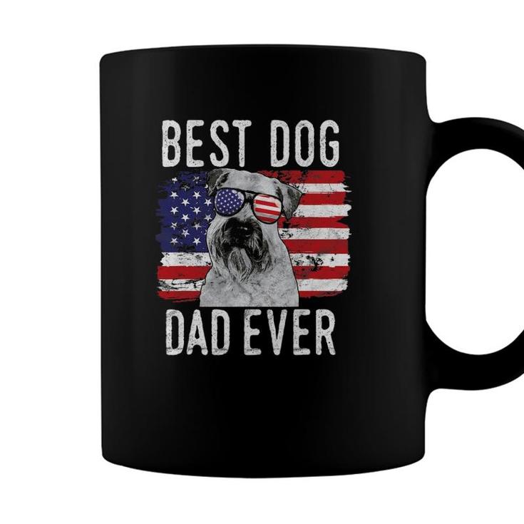 Mens American Flag Best Dog Dad Ever Soft Coated Wheaten Terrier Coffee Mug