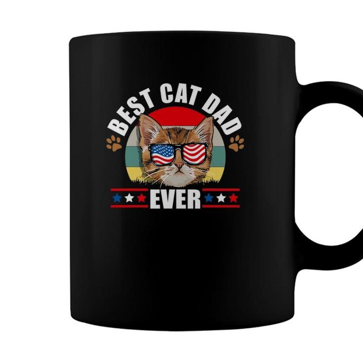 Mens Best Cat Dad Ever Cat Father Father Day Patriotic Men Coffee Mug