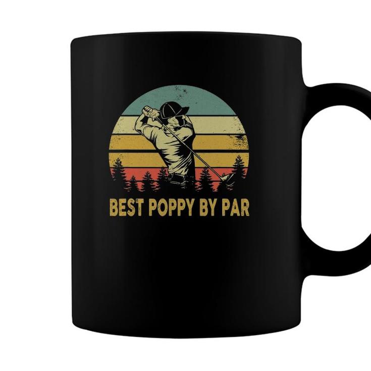 Mens Best Poppy By Par Funny Fathers Day Golf Gift Grandpa Retro Coffee Mug