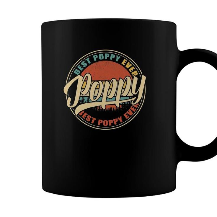 Mens Best Poppy Ever Vintage Retro Funny Gifts Dad Papa Grandpa Coffee Mug