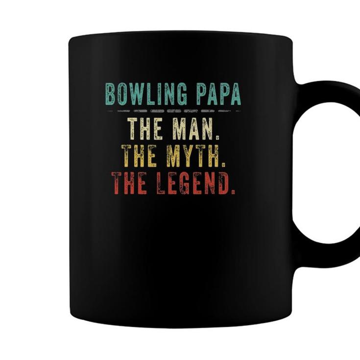 Mens Bowling Papa Fathers Day Gift Bowling Man Myth Legend Coffee Mug