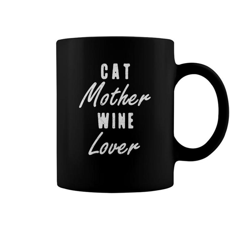 Mens Cat Mother Wine Lover Alcohol Vintage Funny Tee Gifts Coffee Mug