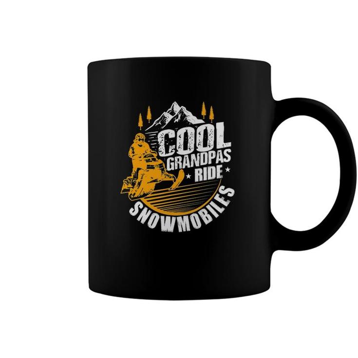 Mens Cool Grandpas Ride Snowmobiles Gift Funny Snowmobile Coffee Mug