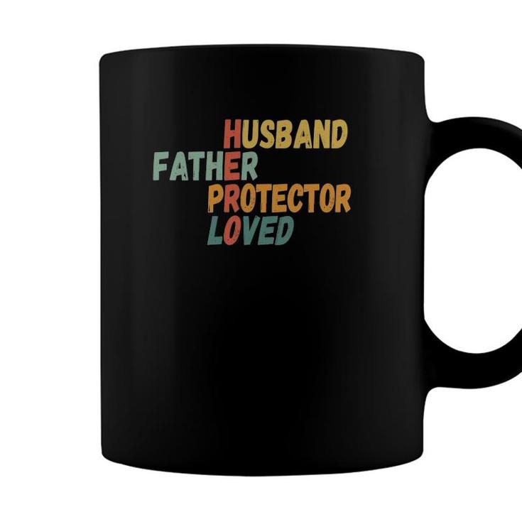 Mens Fathers Day Father Husband Protector Loved Hero Dad Coffee Mug