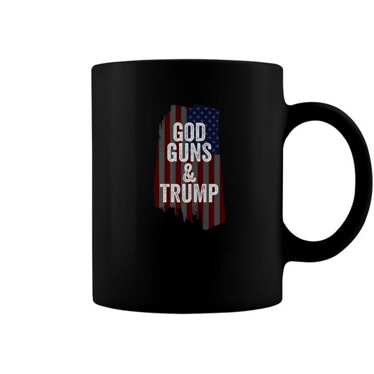 Mens God Guns President Trump Proud American Flag Republican Premium Coffee Mug