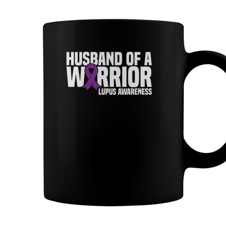 Mens Husband Of A Warrior Purple Ribbon Lupus Awareness Coffee Mug