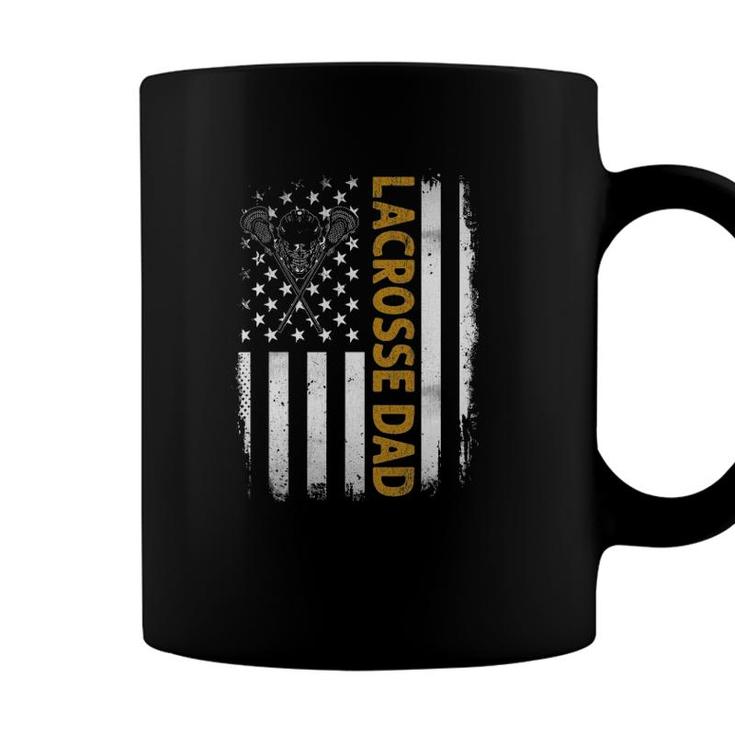 Mens Lacrosse Dadamerican Flag 4Th Of July Fathers Day Coffee Mug