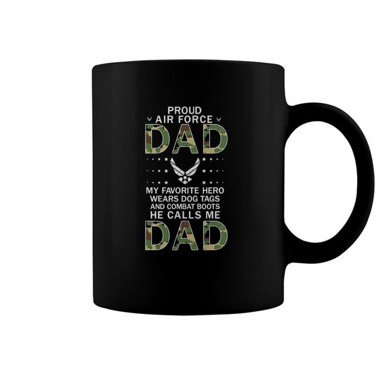 Mens My Favorite Hero Wears Combat Boots Proud Air Force Dad Coffee Mug