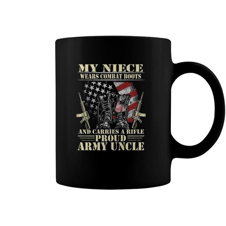 Mens My Niece Wears Combat Boots - Proud Army Uncle Veteran  Coffee Mug