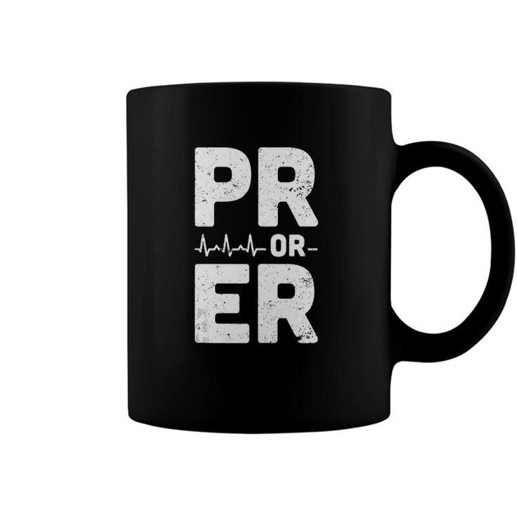 Mens Pr Or Er Heartbeat Personal Record Funny Weightlifting  Coffee Mug
