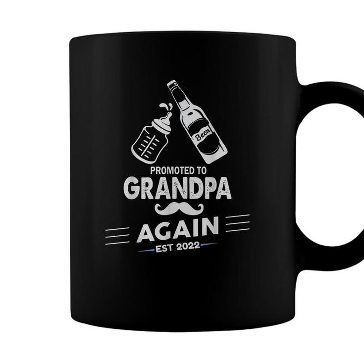 Mens Promoted To Grandpa Again 2022 Baby Pregnancy Announcement  Coffee Mug
