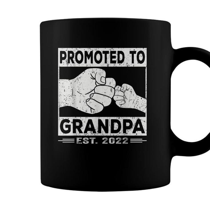Mens Promoted To Grandpa Est 2022 Funny New First Grandfather  Coffee Mug