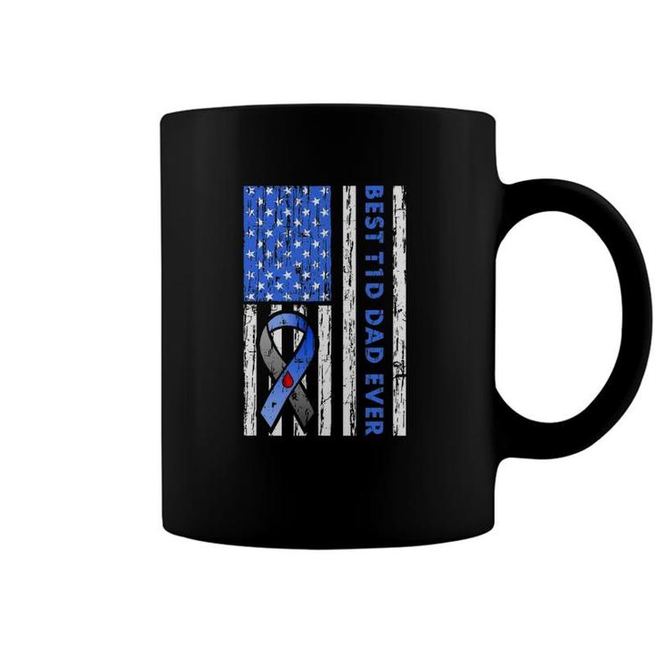 Mens T1d Dad Type 1 Diabetes American Flag Fathers Day Gift Idea Coffee Mug