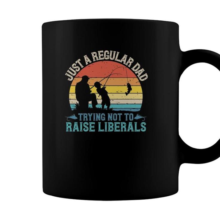 Mens Vintage Fishing Regular Dad Trying Not To Raise Liberals Coffee Mug