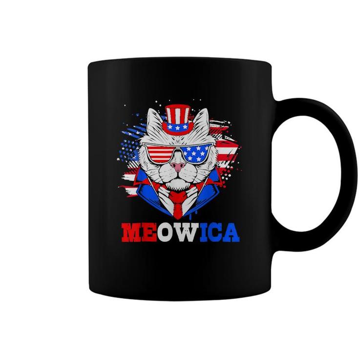 Meowica Patriotic Cat 4Th Of July Independent Day  Coffee Mug
