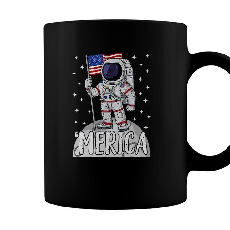 Merica 4Th Of July American Flag Patriotic Space Astronaut Coffee Mug