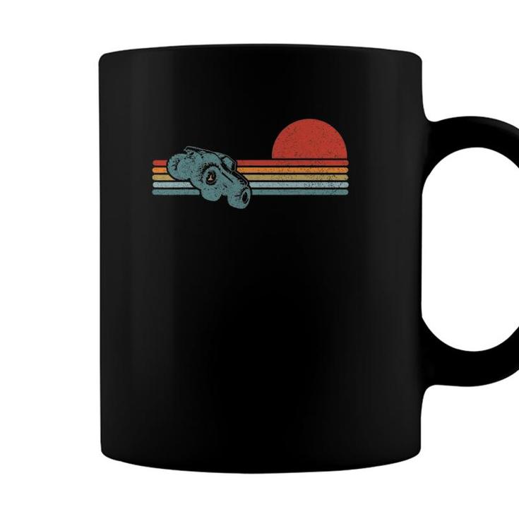 Monster Truck Vintage Retro Sunset Horizon Stripes Lines Coffee Mug