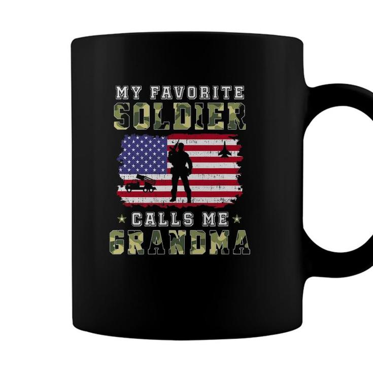 My Favorite Soldier Calls Me Grandma Proud Army Grandma Coffee Mug