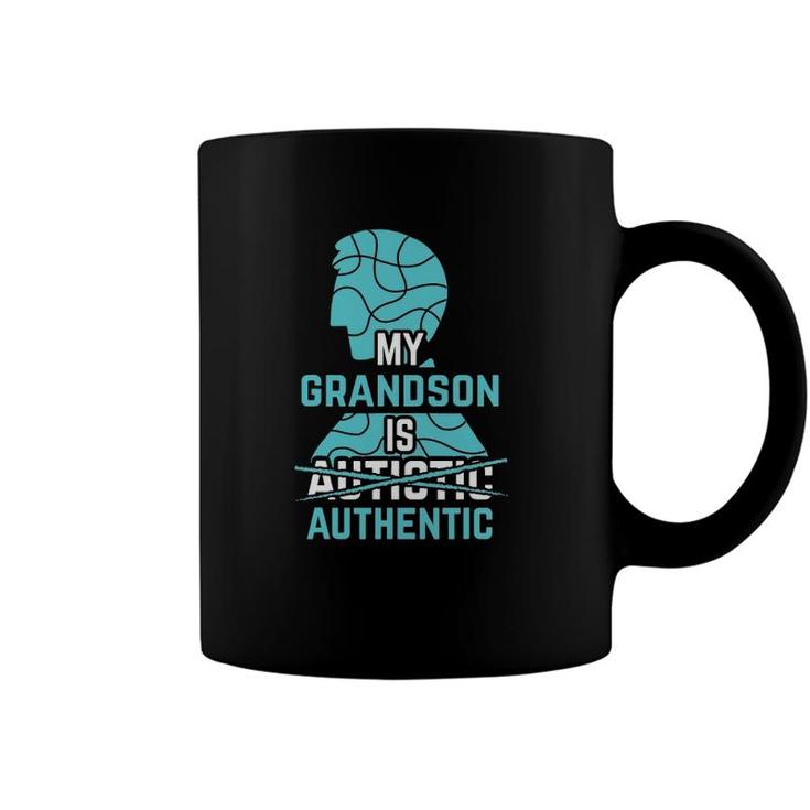 My Grandson Is Authentic Autism Awareness Autistic Spectrum Coffee Mug