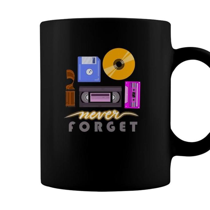 Never Forget Retro Vintage Cassette Tape Floppy Disk Vhs Cd Coffee Mug Seseable