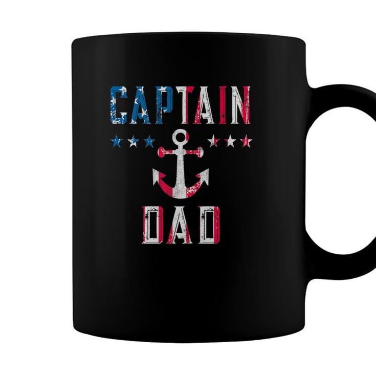 Patriotic Captain Dad American Flag Boat Owner 4Th Of July Coffee Mug