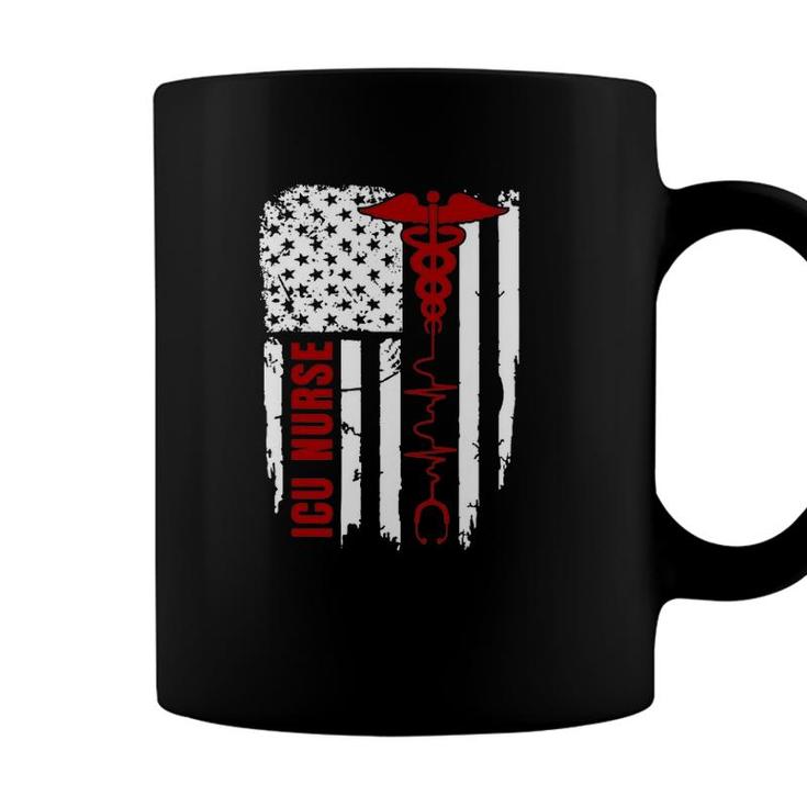 Patriotic Icu Nurse Usa American Flag 4Th Of July Gift Coffee Mug