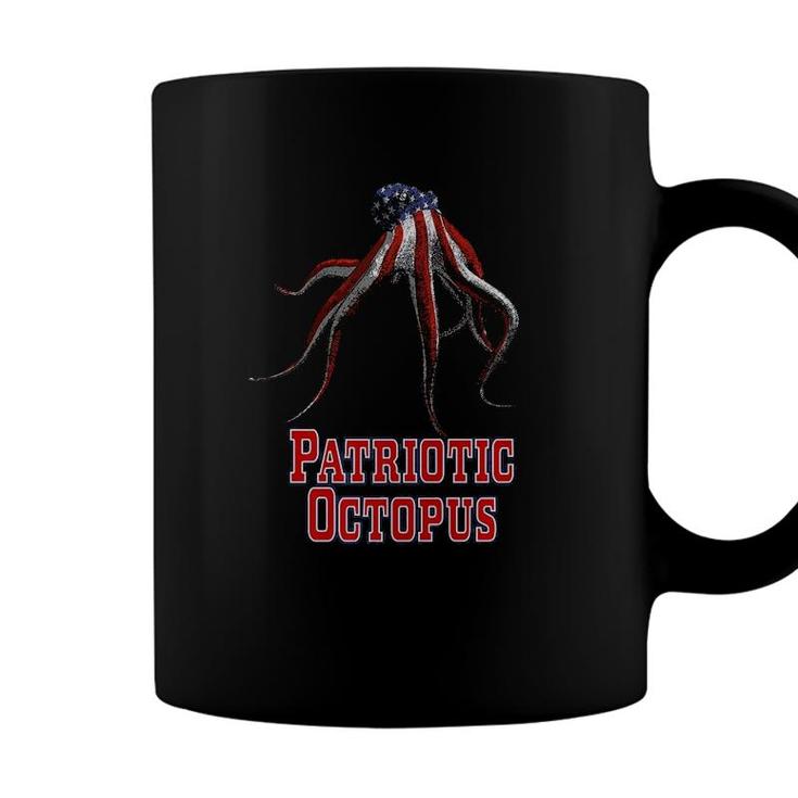 Patriotic Octopus American Flag Vintage Coffee Mug