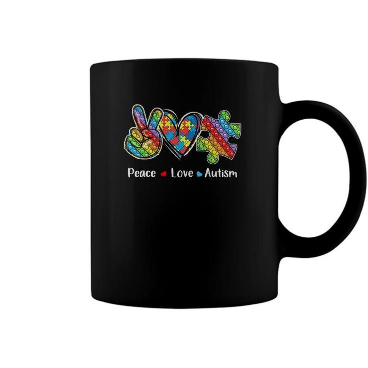 Peace Love Autism Awareness Pop It Fidget Toy Autism Puzzle Coffee Mug