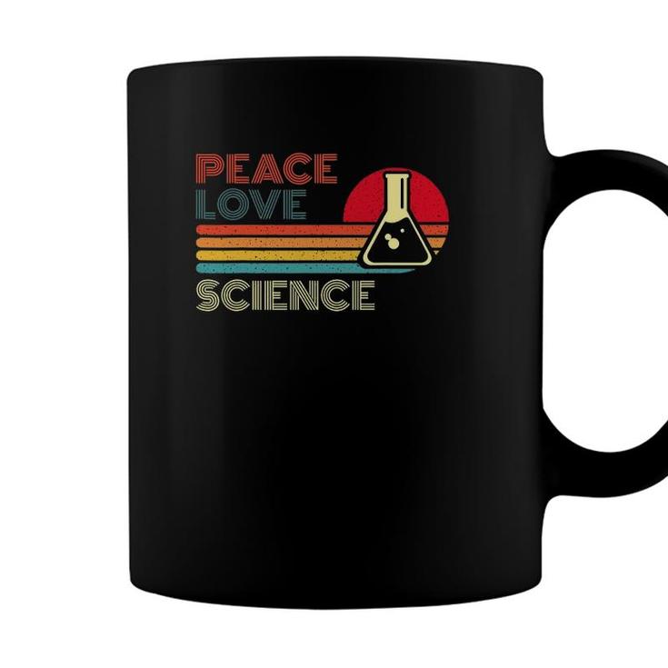 Peace Love Science Retro Vintage Striped Sunset Scientist Coffee Mug