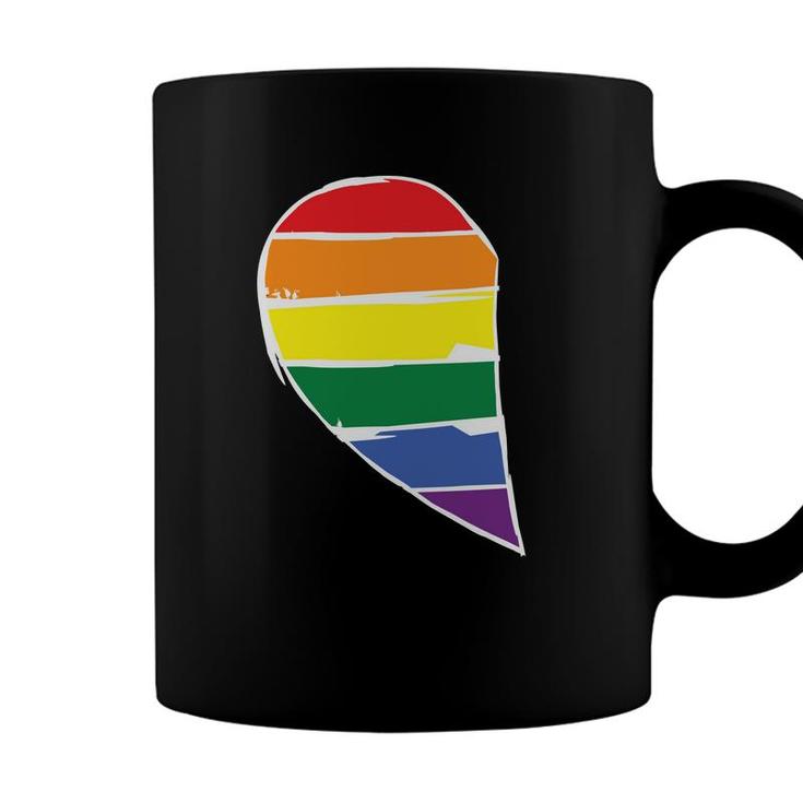 Pride Heart Lgbtq Love Flag Half Of Heart Matching Set Couple Coffee Mug