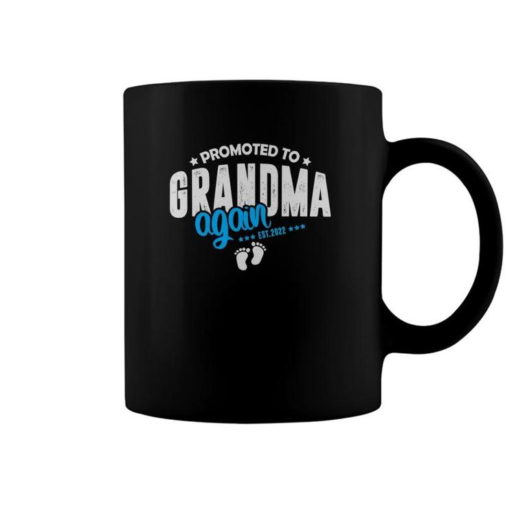 Promoted To Grandma Again 2022 Boy Baby Announcement Women Coffee Mug
