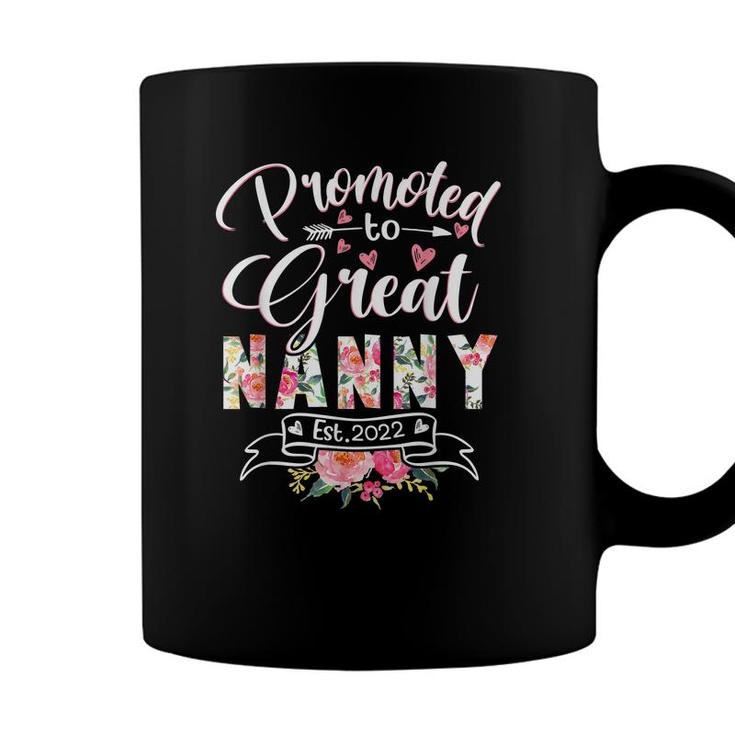 Promoted To Great Nanny Est 2022 Floral First Time Grandma  Coffee Mug