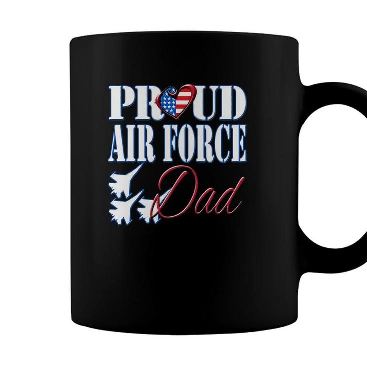 Proud Air Force Dad  Us Heart Military Fathers Day Men Coffee Mug