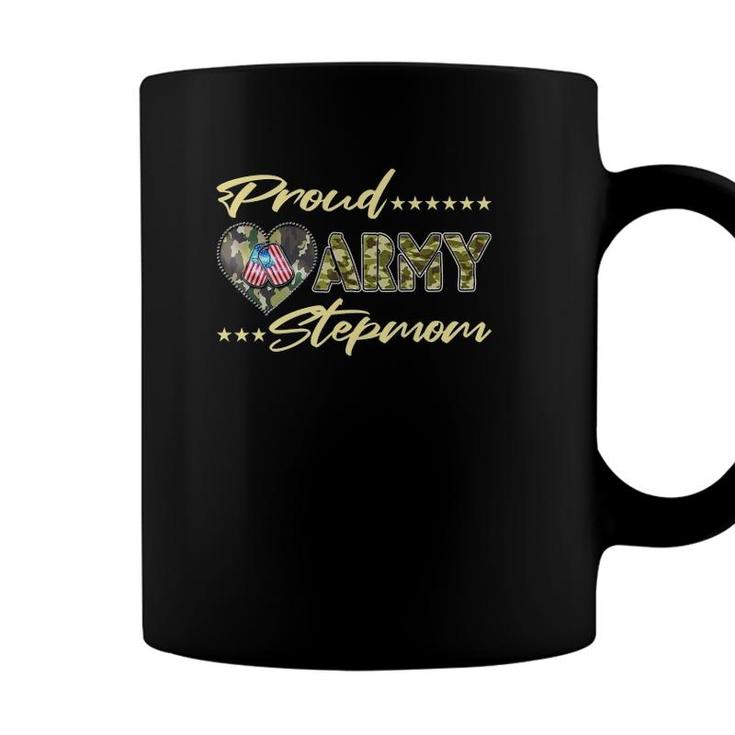 Proud Army Stepmom Us Flag Dog Tag Military Mom Family Gift Coffee Mug