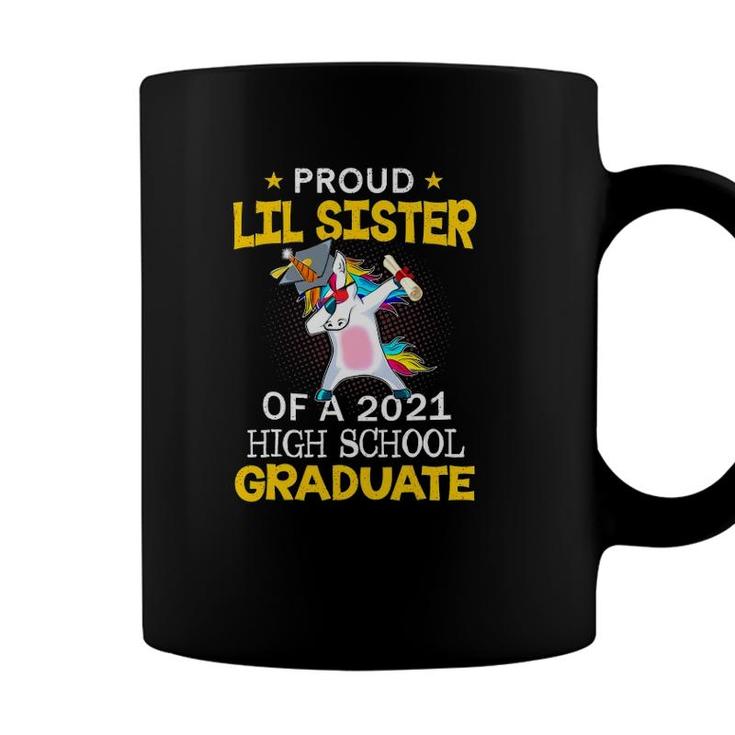 Proud Lil Sister Of A 2021 High School Graduate Unicorn Dab Coffee Mug