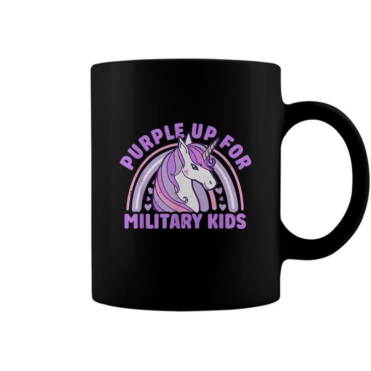 Purple Up For Military Kids Military Child Month Unicorn  Coffee Mug