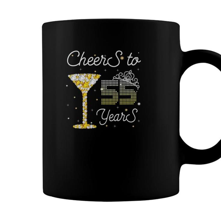 Queen Cheers To 55 Years Old Happy 55Th Birthday Woman Mom Coffee Mug