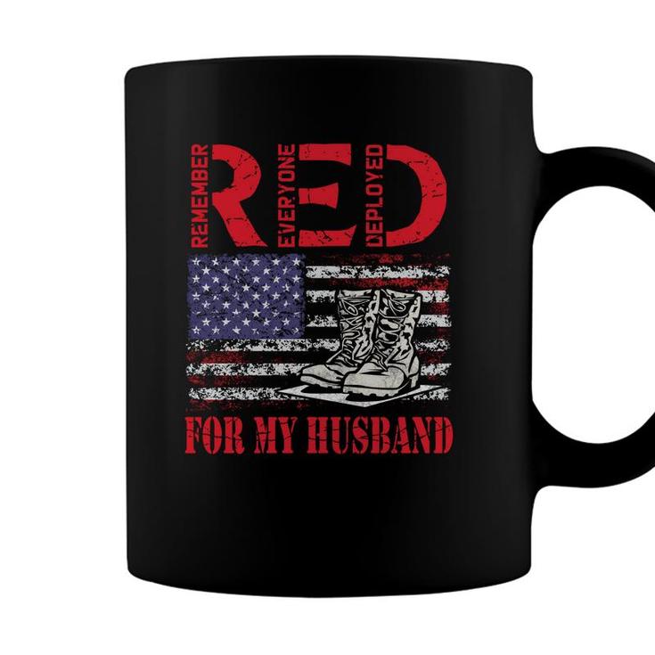 Red Friday For My Husband Army Military Wife Us Flag Veteran   Coffee Mug